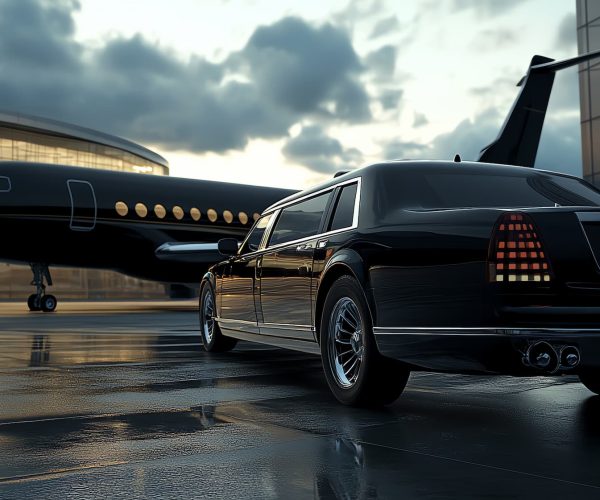 black limousine parked